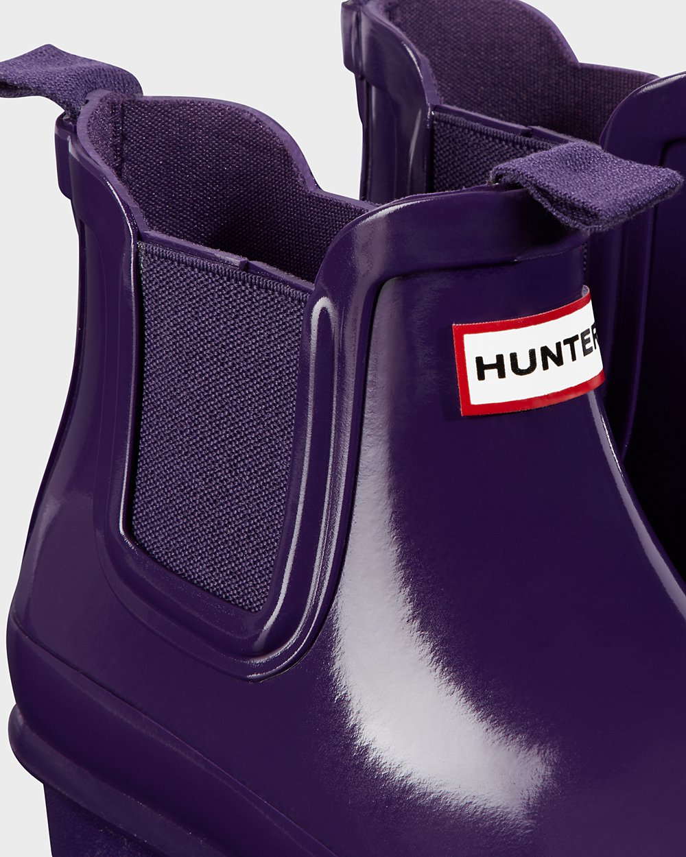 Bottes Chelsea Hunter Original Grands Gloss Enfant Bleu Violette JGCTMIN-83